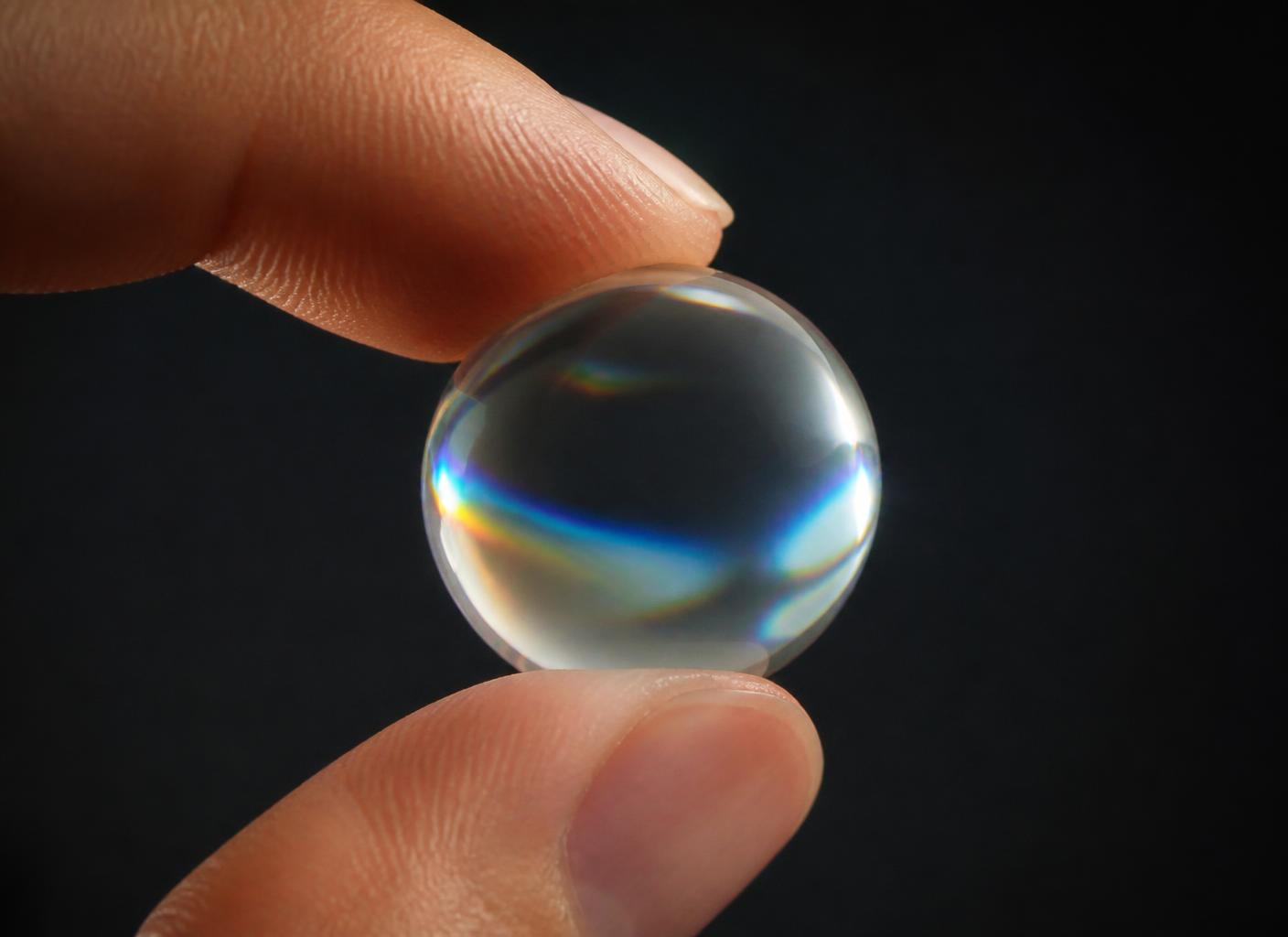 NATOR Ball hand scale — a 25 mm crystal-inspired fidget sphere held between finger and thumb