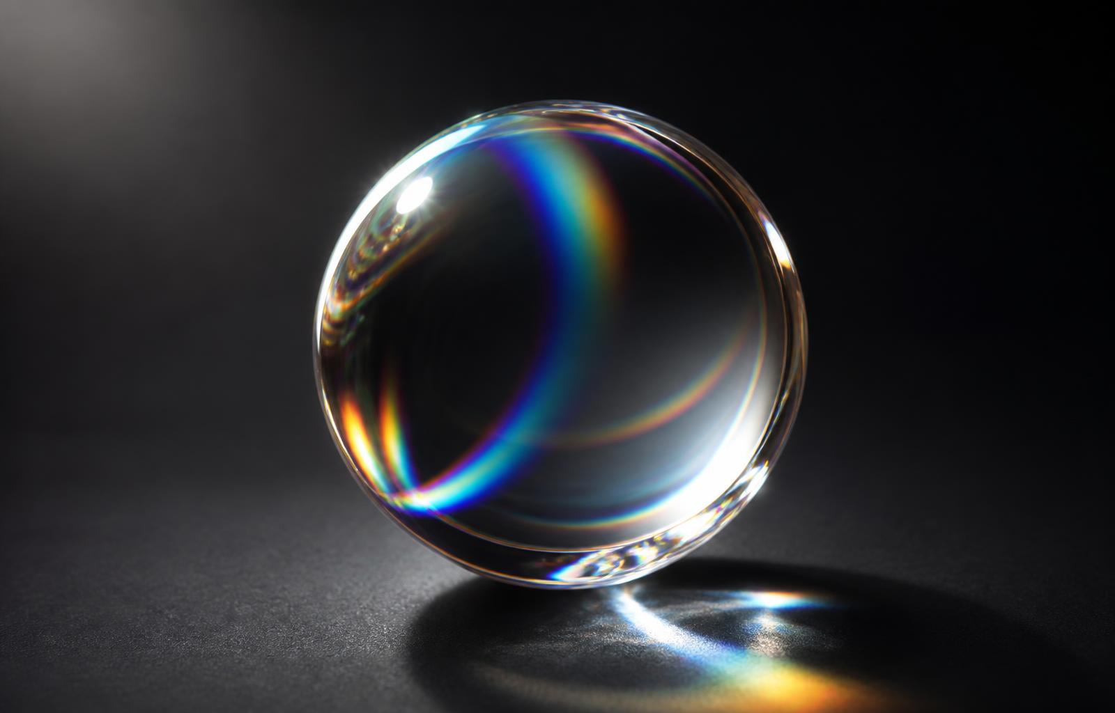 NATOR Ball — crystal-inspired fidget sphere with prismatic rainbow refraction
